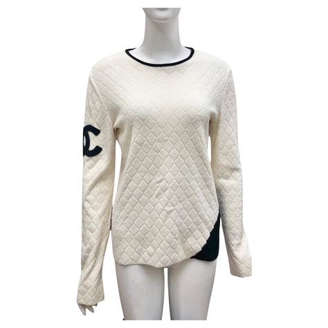 chanel boutique sweater|Chanel sweater black and white.